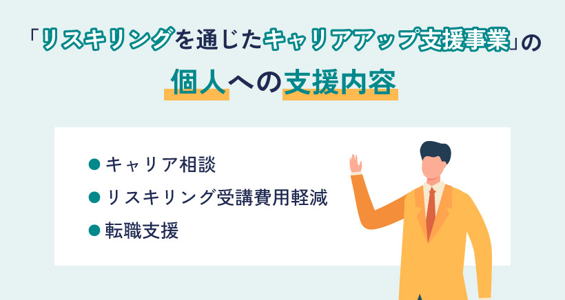 「リスキリングを通じたキャリアアップ支援事業」の個人への支援内容