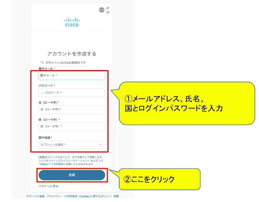 Ciscoアカウント